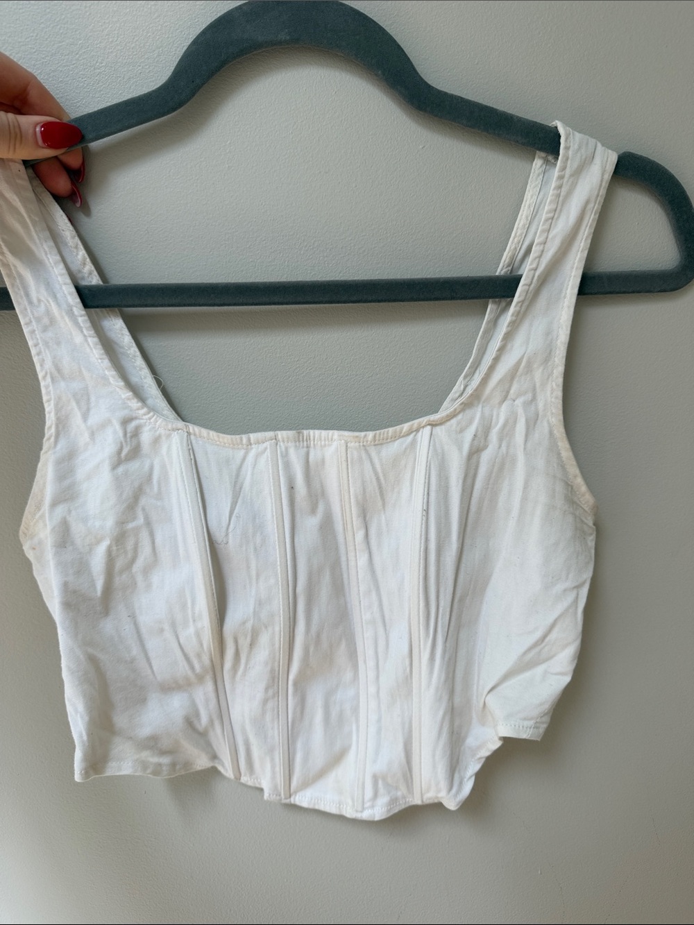 Women's Cream Square-Neck Crop Top - Casual Corset Style